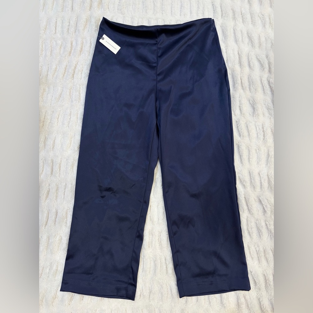 NWT Anthropologie Navy Blue Cropped Straight Leg Pants Size 6